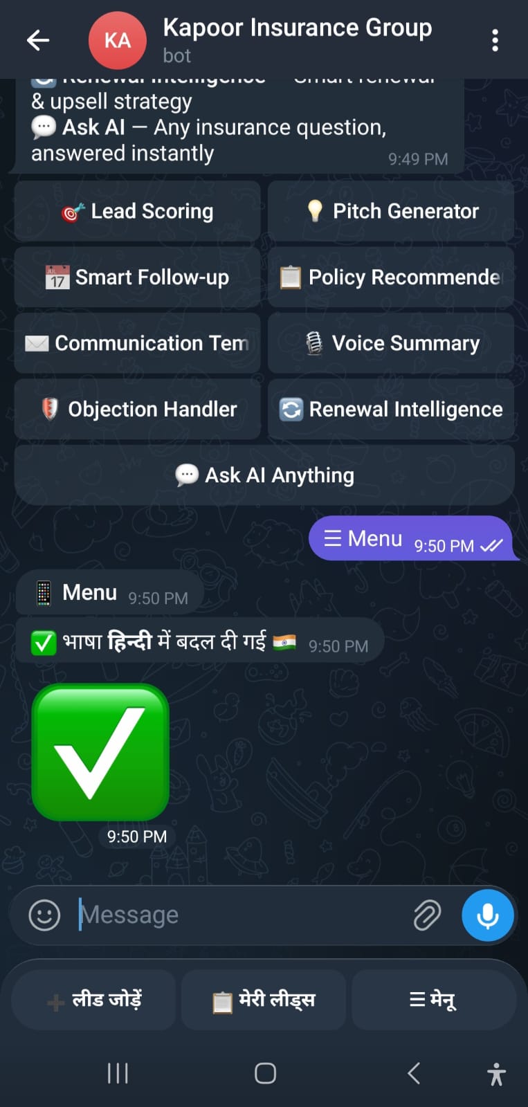 Telegram Bot - Language Selection
