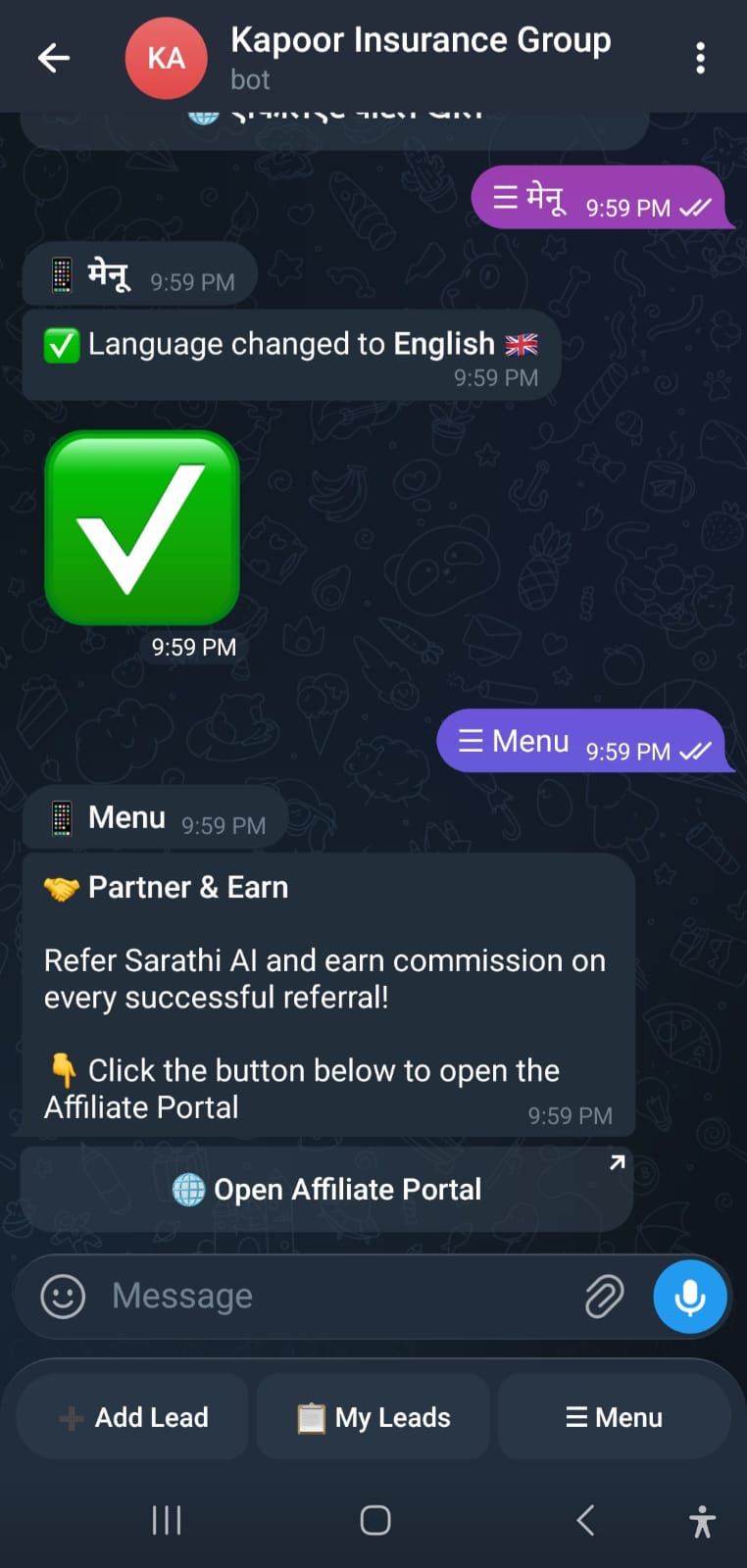Telegram Bot - Partner and Earn